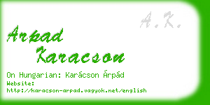 arpad karacson business card
