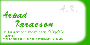 arpad karacson business card